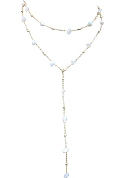 Kadın Tasarım Çelik Topçuk Tasarım Boncuk Uzun Zarif Şık Zincir Model Dekolte Trend Y Kolye Gold fiyatları