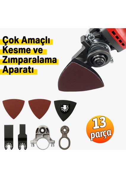 Metal Çok Amaçlı Kesme Zımparalama Aparatı M14 Uyumlu 115 mm Spiral Adaptör 13 Parça modelleri