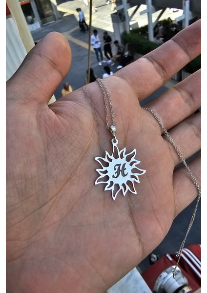 925 Ayar Gümüş Harfli Güneş Kolye