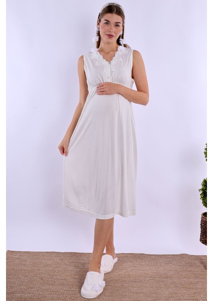 Ekru Hamile Lohusa Gecelik