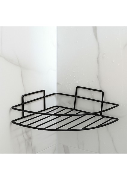 Tek Katlı Duş Şampuanlık Banyo Rafı Metal Şampuan ve Aksesuar Düzenleyici Vidalı Montaj Siyah Renk fiyatları