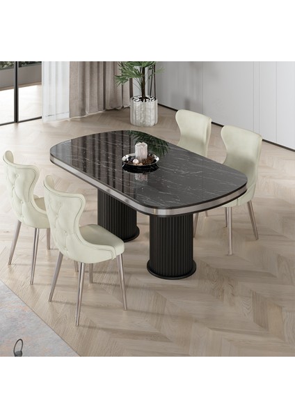 Galya Serisi Lak Panel 90X168 Sabit Sonata Mutfak Masa Takımı 4 Sandalye