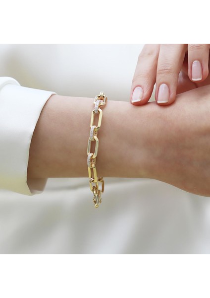 Trend Taşlı Hallow Gold Gümüş Bileklik fiyatları