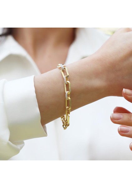 Trend Taşlı Hallow Gold Gümüş Bileklik fırsatları