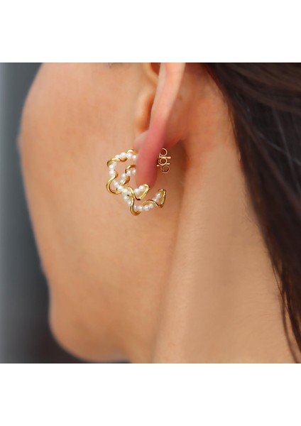 İnci Burgulu Gold Kaplama Gümüş Halka Küpe fiyatları