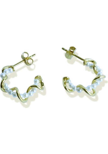 İnci Burgulu Gold Kaplama Gümüş Halka Küpe fırsatları