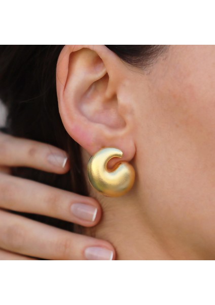 Yan Bottega Gold Bombeli Gümüş Küpe