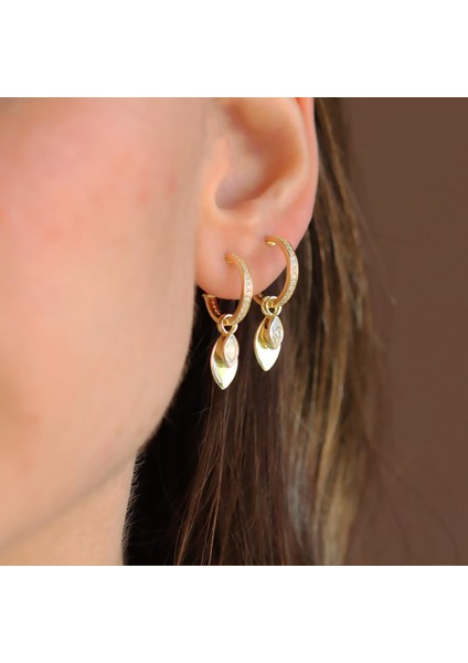 Mekik Taşlı Gold Gümüş Küpe modelleri