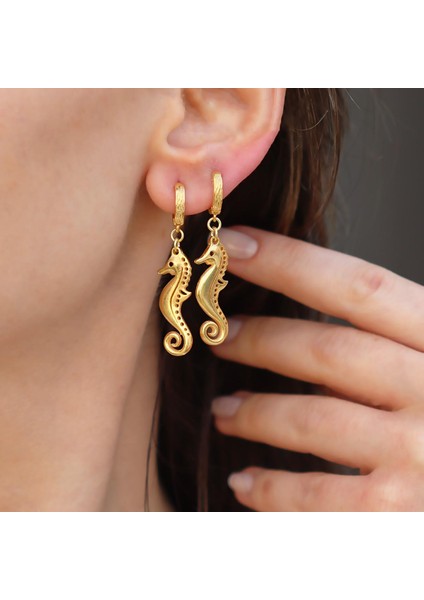 Deniz Atı Gold Gümüş Küpe modelleri