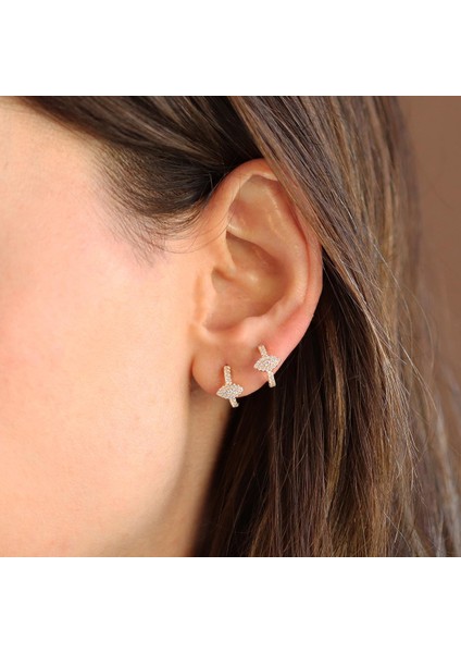 Mekik Halka Taşlı Gold Gümüş Küpe fiyatları