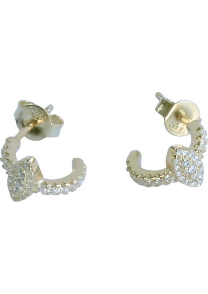 Mekik Halka Taşlı Gold Gümüş Küpe fırsatları