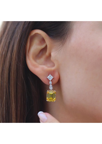 Emerald Sitrin Gümüş Küpe