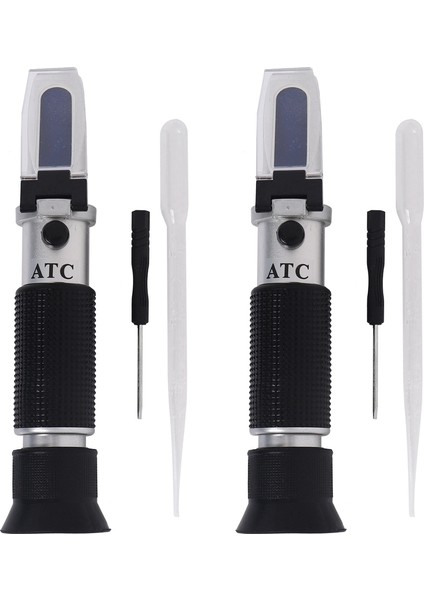 2x Bira Wort ve Şarap Refraktometresi, Çift Ölçekli-Özgül Ağırlık 1.000-1.120 ve Brix%0-32, (Alüminyum) (Yurt Dışından)