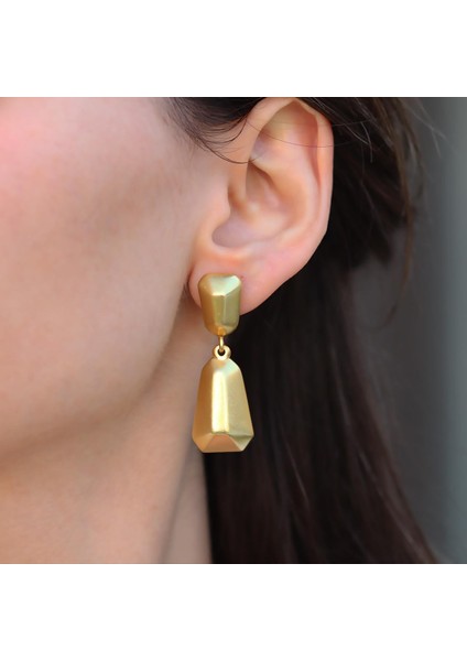 Mozaik Gold Bombeli Gümüş Küpe