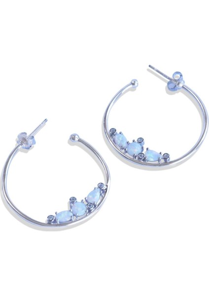 Halka Opal Taşlı Gümüş Küpe fırsatları