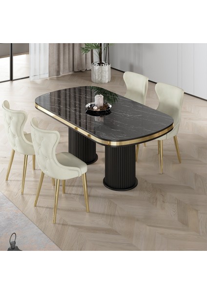 Galya Serisi Lak Panel 90X168 Sabit Sonata Mutfak Masa Takımı 4 Sandalye