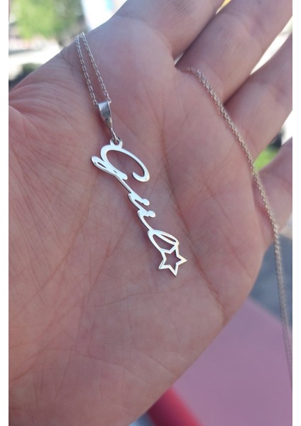 925 Ayar Gümüş Isimli Yıldız Figürlü Kolye