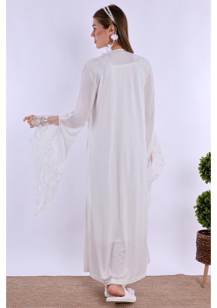 Ekru Sabahlıklı Hamile Lohusa Gecelik Takım fiyatları