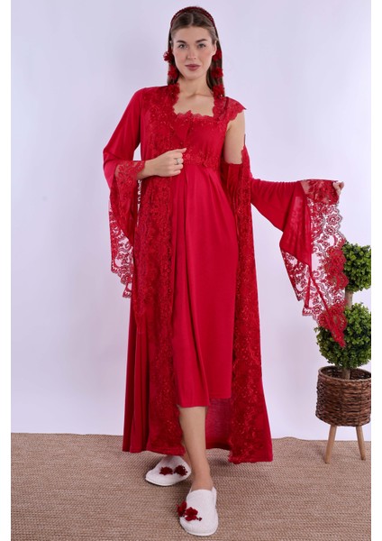 Vişne Sabahlıklı Hamile Lohusa Gecelik Takım fiyatları