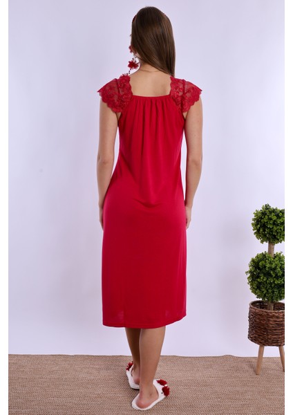 Vişne Sabahlıklı Hamile Lohusa Gecelik Takım