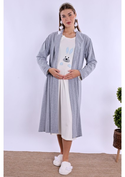 Mavi Sabahlıklı Hamile Lohusa Gecelik Takım fiyatları