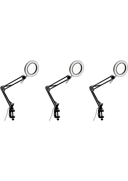 3 Set 10X Büyüteç Işık ve Kelepçe 3 Renk Modları 10 Parlaklık Ayarlanabilir Büyütme Masa Lambası (Yurt Dışından)