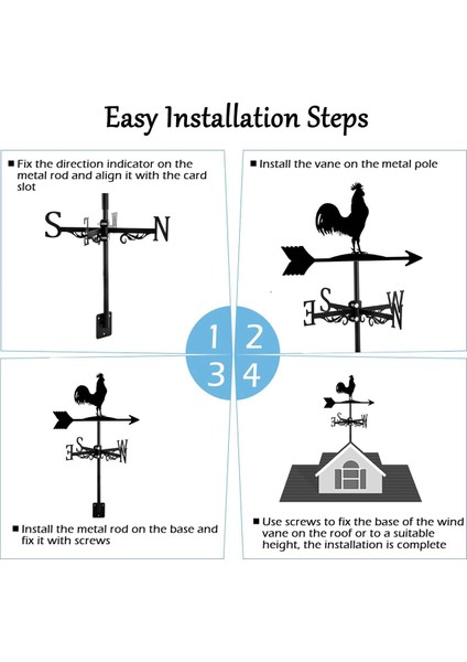 Hayvan Tavaları ile 3x Weathervan Bahçe Bahis Hava Durumu Rüzgar Yönü Horoz Cockerel Süs Sanat Sanat Zanaat (Yurt Dışından) modelleri