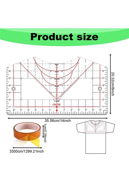 Vinil Hizalama Için Tshirt Cetveli Kılavuzu, Tişört Cetveli To Merkez Tasarım Tshirt Ölçüm Aracı Isı Bantlı (Yurt Dışından) modelleri