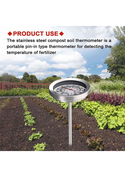 2x Uzunluğunda Kompost Toprak Termometresi - Hızlı Tepki Paslanmaz Çelik 20 Inç - Ölçüm Probu - Fahrenheit ve Celsius (Yurt Dışından) fiyatları
