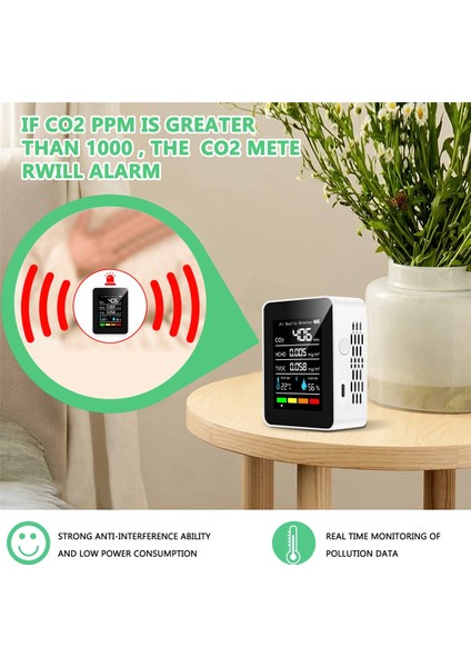 5 In1 Co2 Metre Dijital Sıcaklık Nem Test Cihazı Karbon Dioksit Dedektörü Hava Kalitesi Monitörü Tvoc Hcho Analizör-B (Yurt Dışından) indirimleri