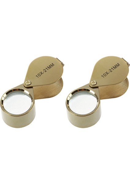 2pcs 10X Büyüteç Büyüteç Cam Kuyumcular Göz Katlanabilir Takı Döngü Loupe (Altın) (Yurt Dışından)
