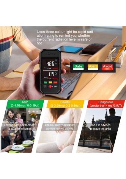 ET925PRO Elektromanyetik Radyasyon Test Cihazı Büyük Renk Ekran 40V/M Alarm Eşiği Ses Işık Uyarısı Güvenlik Monitörü (Yurt Dışından) modelleri