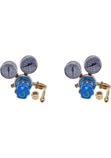 2x Oksijen Gaz Şişesi Regülatörleri O2 Azaltma Basınç Inhaler Çift Gösterge Regülatörü Oksijen Tankı Regülatörü (Yurt Dışından)