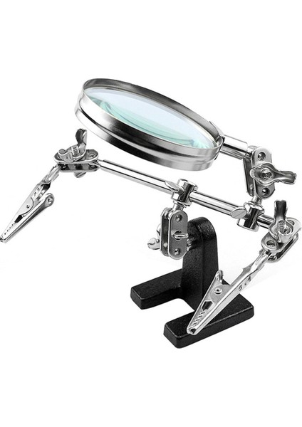 LED Işık 5x Lens Yardımcı Klipli Loupe Masaüstü Büyüteç Üçüncü El Lehimleme Onarım Aracı ile Kaynak Büyütme Camı (Yurt Dışından) fırsatları