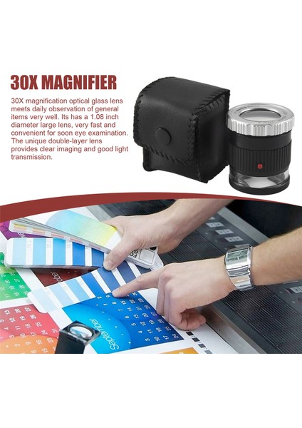 Loupe Büyüteç 30X Büyüteç Aydınlatılmış Ayarlanabilir Odak Uzunluğu Masaüstü Büyüteç, Takı Tekstil Için 6 Işık (Yurt Dışından) indirimleri