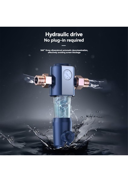 Basınç Göstergesi ile Temizleme Ön Filtresi 360 ° Yüksek Basınçlı Geri Yıkama Filtrasyon Sistemi Yeniden Kullanılabilir Tüm Ev Filtresi A (Yurt Dışından) fırsatları