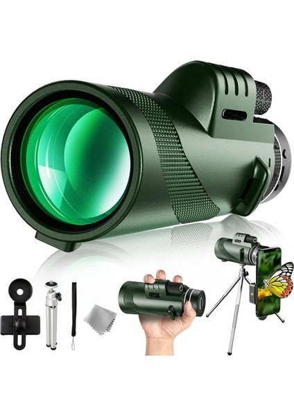 80X100 Hd Monoküler Teleskop Akıllı Telefon Tutucu Adaptörü Kuş Gözlemciliği Kamp Yürüyüşü Için Hafif Monoküler (Yurt Dışından) fiyatları