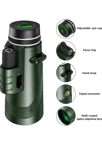 80X100 Hd Monoküler Teleskop Akıllı Telefon Tutucu Adaptörü Kuş Gözlemciliği Kamp Yürüyüşü Için Hafif Monoküler (Yurt Dışından) modelleri