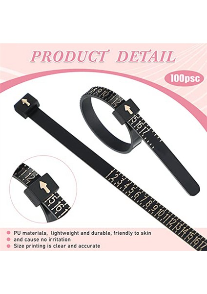 100 Paket Yeniden Kullanılabilir Parmak Boyutu Gösterge Ölçüm Yüzüğü Plastik Plastik Abd Halka Ölçüm Aracı Beyaz ve Siyah (Yurt Dışından) fiyatları