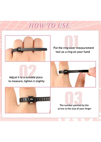 100 Paket Yeniden Kullanılabilir Parmak Boyutu Gösterge Ölçüm Yüzüğü Plastik Plastik Abd Halka Ölçüm Aracı Beyaz ve Siyah (Yurt Dışından) modelleri