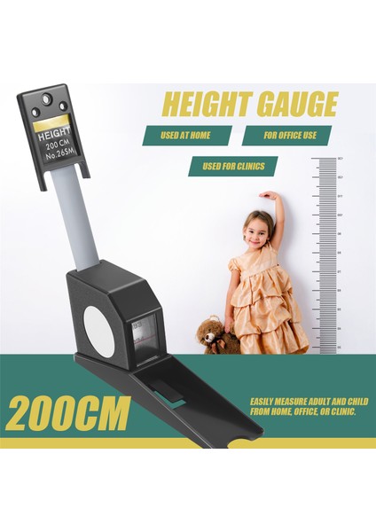 200CM Stadiyometre Siyah Duvara Monte Yükseklik Metre Büyüme Cetvel cm Metrik Bant Önlemleri (Yurt Dışından) indirimleri