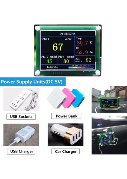 2.8 Inç Yüksek Oranlı Dijital Araba Pm2.5 Hava Kalitesi Dedektörü Test Cihazı Ev Gaz Monitör Sıcaklığı ve Nem Dedektörü (Yurt Dışından) indirimleri