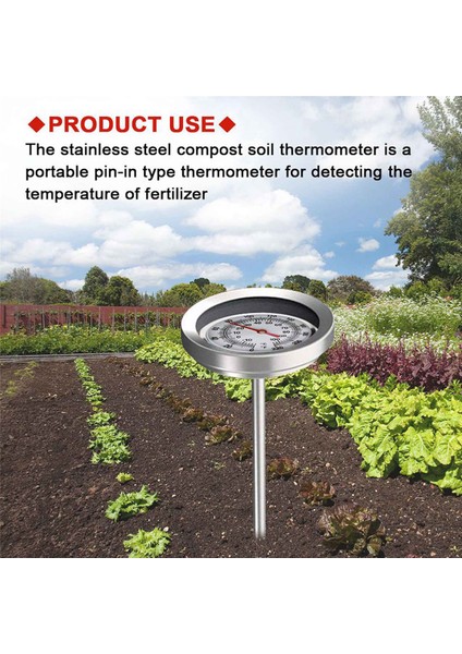 3x Uzunluğunda Kompost Toprak Termometresi - Hızlı Tepki Paslanmaz Çelik 20 Inç - Ölçüm Probu - Fahrenheit ve Celsius (Yurt Dışından) fırsatları