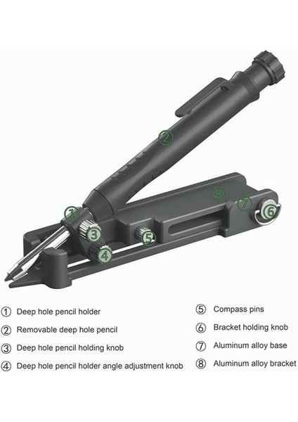 2x Çok Fonksiyonlu Yazma Aracı Alüminyum Alaşım Pusula Açısı Ayarlanabilir Döşeme Döşeme Saplama Duvarları Ahşap Işleme Araçları (Yurt Dışından) indirimleri