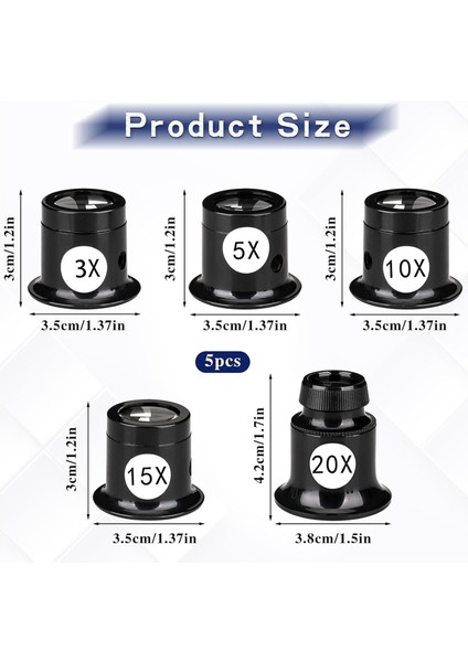 5 Pcs Taşınabilir Monoküler Büyüteç Kuyumcuları Loupe 3X/5X/10X/15X/20X El Tipi Büyüteç Kubbe Optik Lens Büyüteç Camı (Yurt Dışından) modelleri