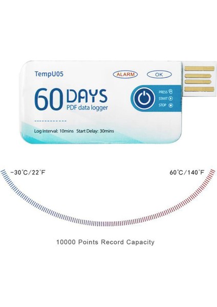 5x Sıcaklık Veri Günlüğü TEMPU05 60 Gün Pdf Rapor Sıcaklık Kaydedici Tek Kullanım USB Sıcaklık Kayıt Aleti (Yurt Dışından) fırsatları