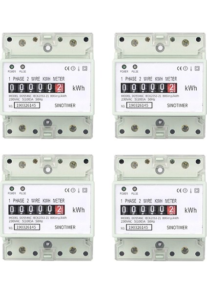 4x Elektrikli Tek Fazlı Iki Telli Ac 220V 100A Enerji Ölçer Kwh Sayaç Tüketimi Analog Elektrik Wattmetre (A) (Yurt Dışından)