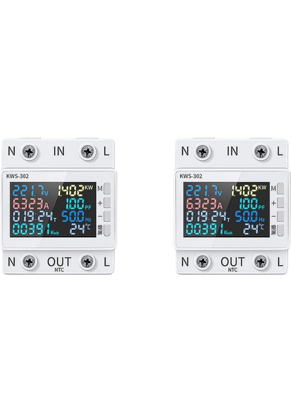 2x Taya Wifi Güç Ölçer Renk Ekran 2p Çok Fonksiyonlu Ac Enerji Ölçer Uzak Olarak Uygulama Kontrolü 170-300V/63A -B (Yurt Dışından)