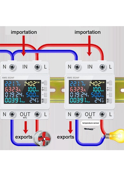 2x Taya Wifi Güç Ölçer Renk Ekran 2p Çok Fonksiyonlu Ac Enerji Ölçer Uzak Olarak Uygulama Kontrolü 170-300V/63A -B (Yurt Dışından) fırsatları