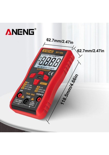 3x Aneng M118A Mini Dijital Multimetre Dayanıklı Otomatik Gerçek Rms Test Cihazı 6000 Sayıs Otomatik Araç Ac/dc Transistör (Yurt Dışından) modelleri